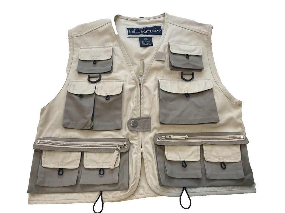 Field & Stream Fly Fishing Outdoor Utility Vest Sz Large D-Rings Hunting Tackle
